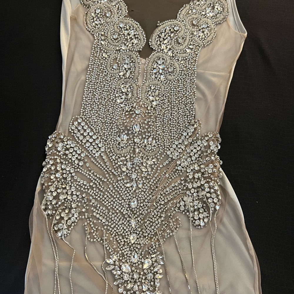 Elegant Silver Embellished Dress